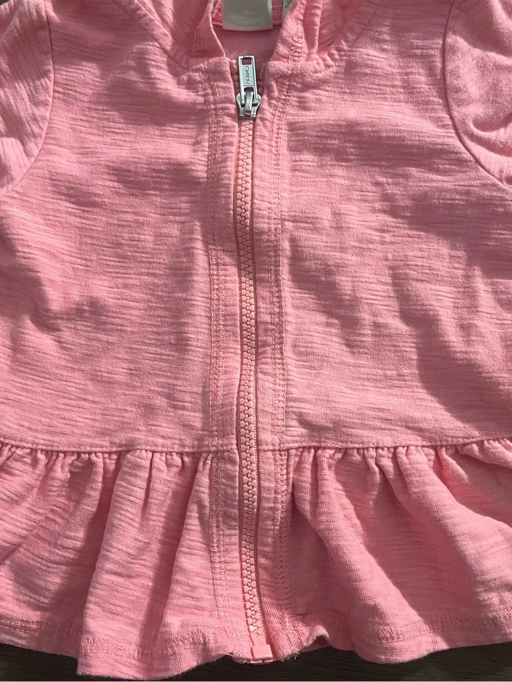 Peanut & Ollie Pink Hooded Ruffle Zip-Up Jacket | Girls 18M | Cotton Blend